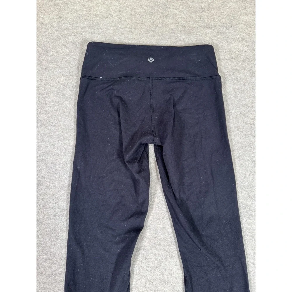 Lululemon Leggings Womens 4 Black Capri Foldover Waist Yoga Athletic Gym Stretch